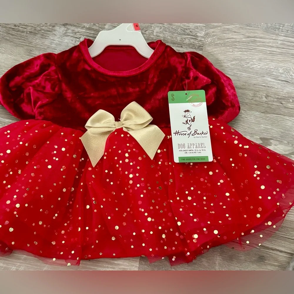 House of Barker by Harry Barker, Dog Apparel .Christmas Dress Size S, NWT